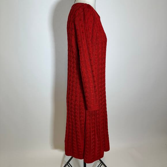 NWT Jessica Howard Red Cable Knit Sweater Dress Womens Plus Size 1X 3/4 Sleeves - Picture 3 of 9